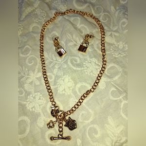 Juicy couture charm necklace and lock earrings
